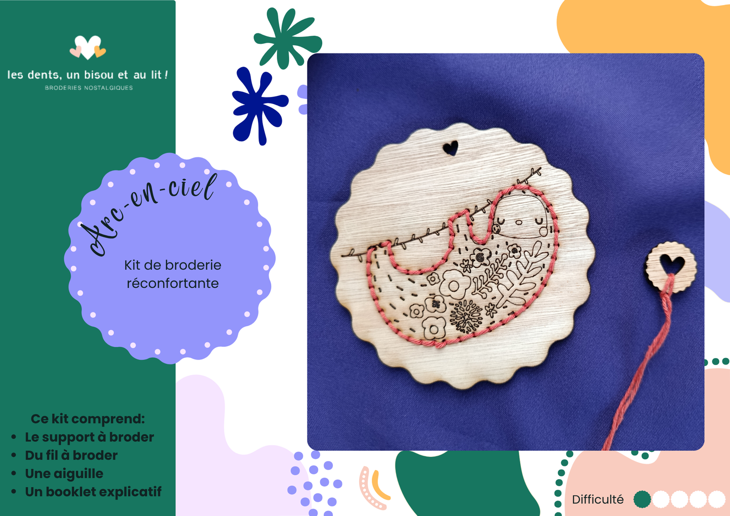 Kit de broderie enfant – Animaux à broder sur bois (dès 5 ans)