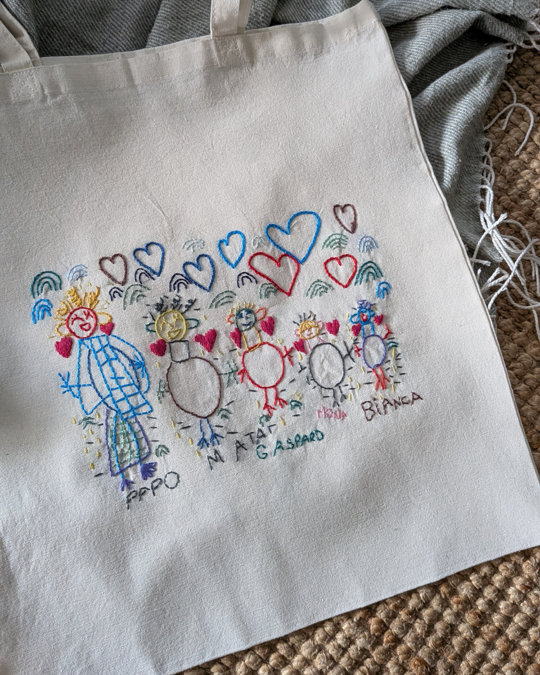 Dessin d’enfant brodé – un souvenir unique et poétique