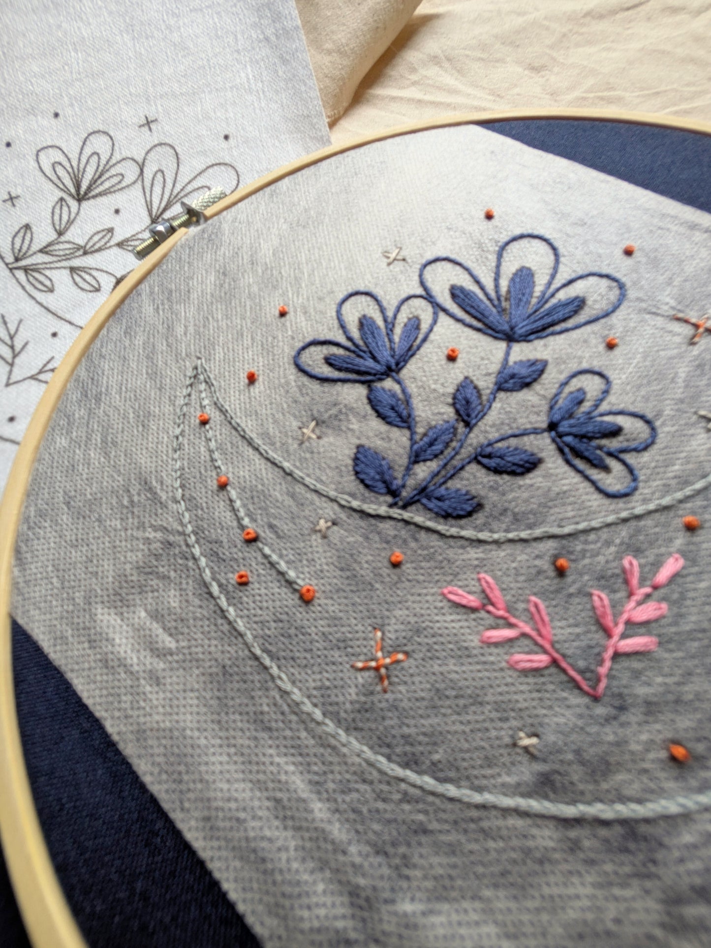 Lune / Motif de broderie hydrosoluble- collection Cosmos
