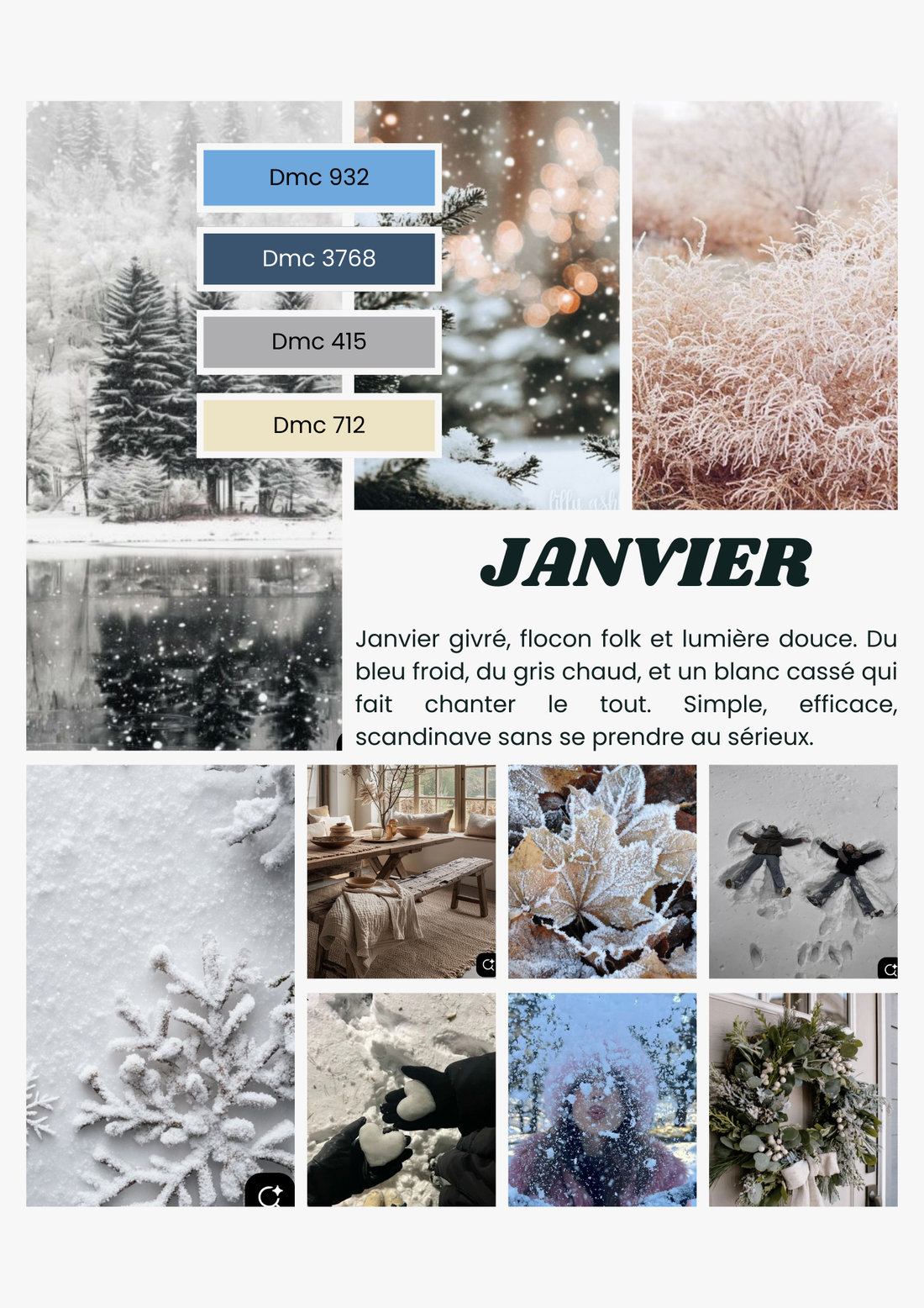 Palette de janvier : Flocon givré, une histoire de froid doux et de silences brodés