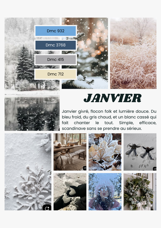 Palette de janvier : Flocon givré, une histoire de froid doux et de silences brodés