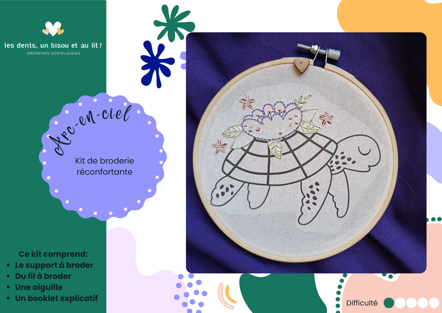 Kit de broderie enfant – Motifs sur tissu (dès 8 ans)