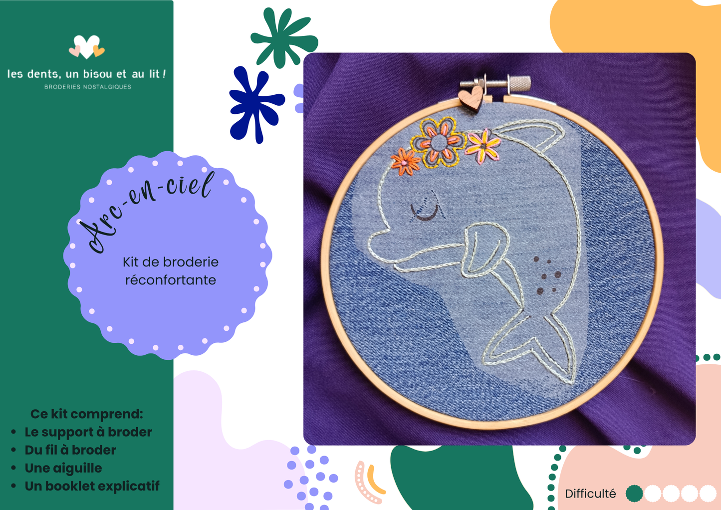 Kit de broderie enfant – Motifs sur tissu (dès 8 ans)