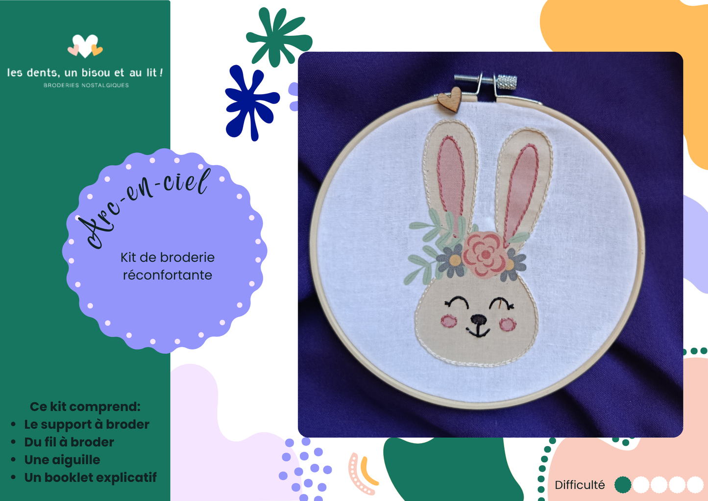 Kit de broderie enfant – Motifs sur tissu (dès 8 ans)