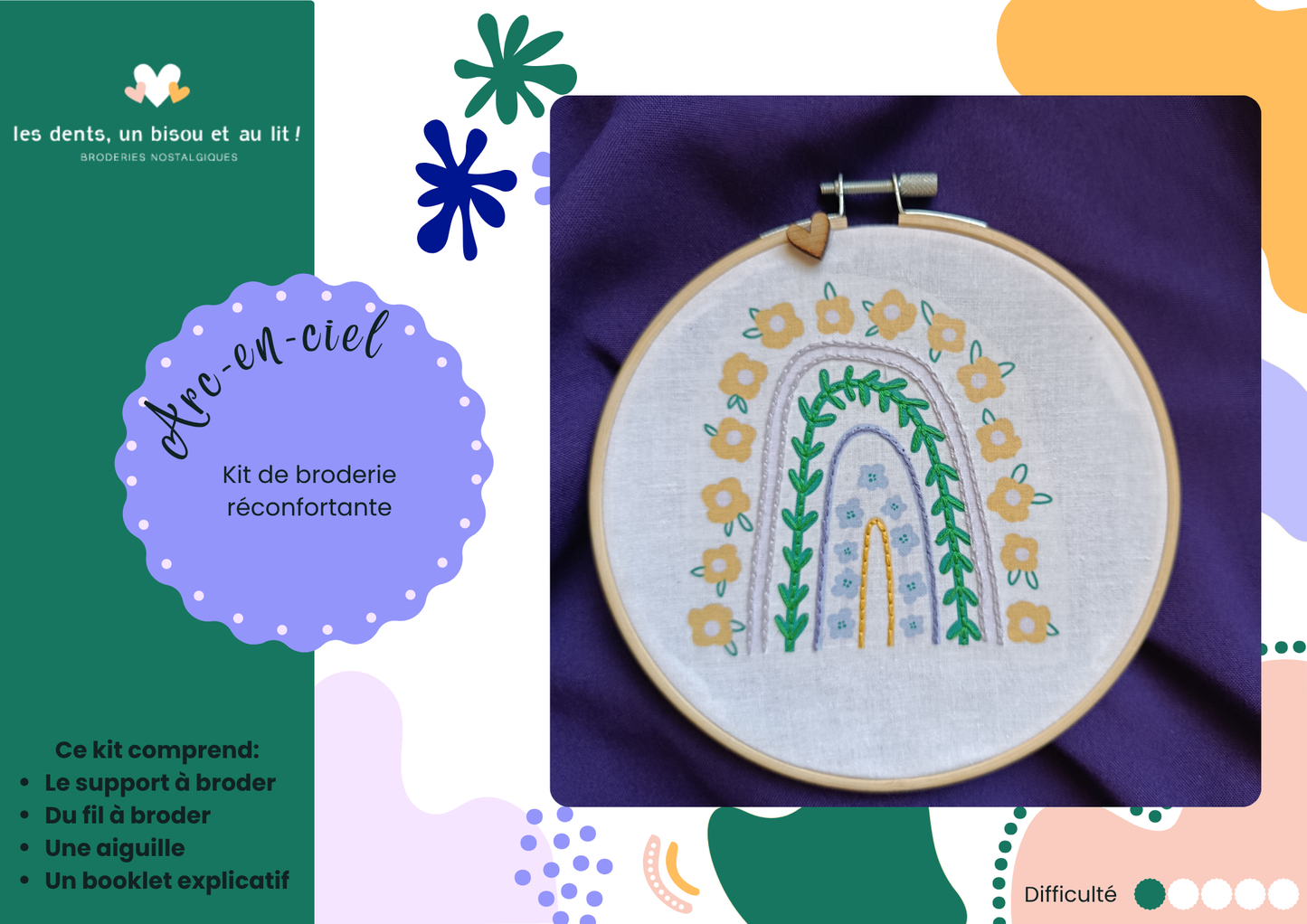 Kit de broderie enfant – Motifs sur tissu (dès 8 ans)