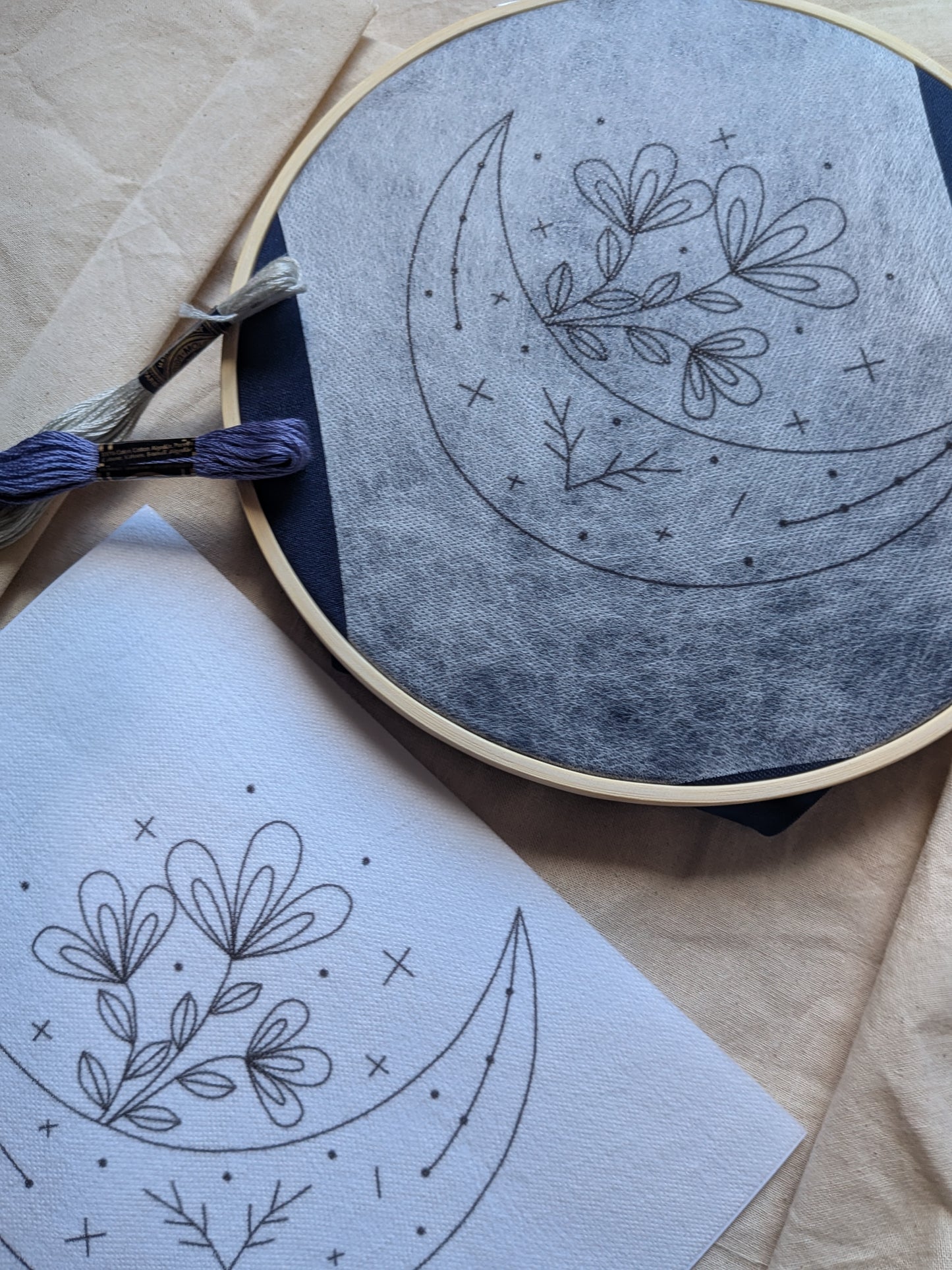 Lune / Motif de broderie hydrosoluble- collection Cosmos